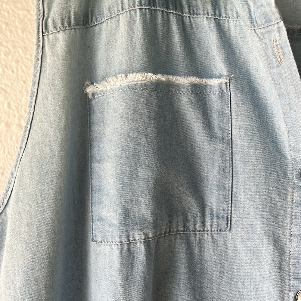 Ninexis Denim Button Down Raw Hem Sleeveless Long Hi-Lo Top Beach Plus Size 3X - Picture 4 of 6